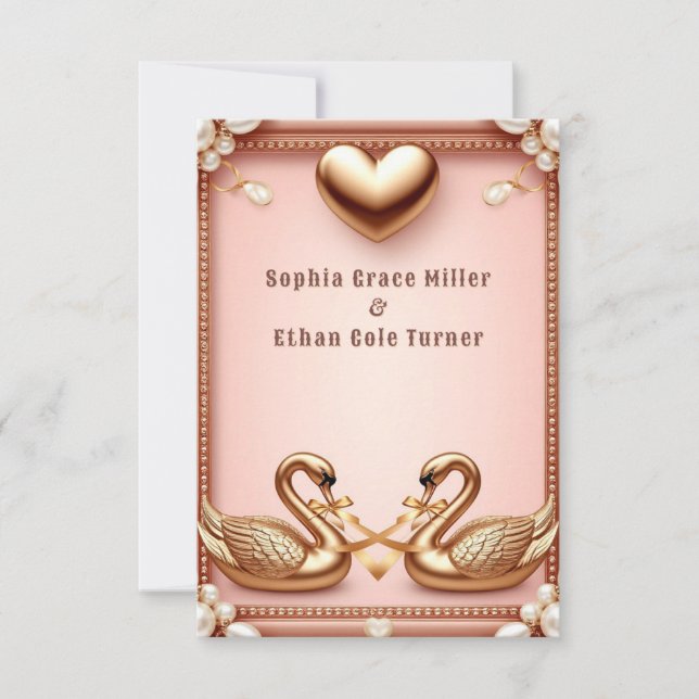 Elegant Swan Save The Date Wedding Announcement (Front)