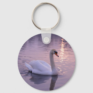 Elegant Swan Sunset Key Ring