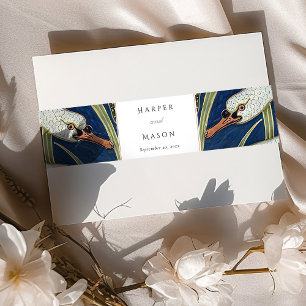 Elegant Swan-Themed Wedding Invitation Belly Band