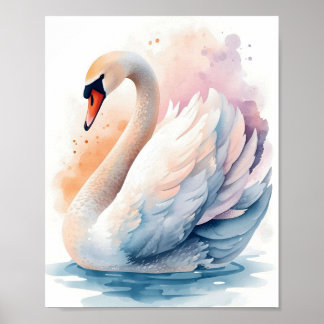 Elegant Swan Watercolor Wall Art