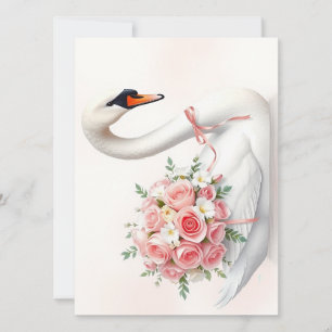 Elegant Swan with Roses Announcement