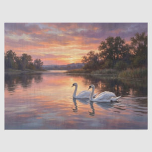 Elegant Swans at Sunset Tissue Paper