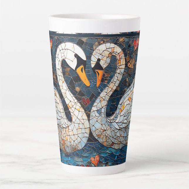 Elegant Swans by Ornate Floral Patterns Latte Mug (Front)