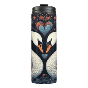 Elegant Swans by Ornate Floral Patterns Thermal Tumbler