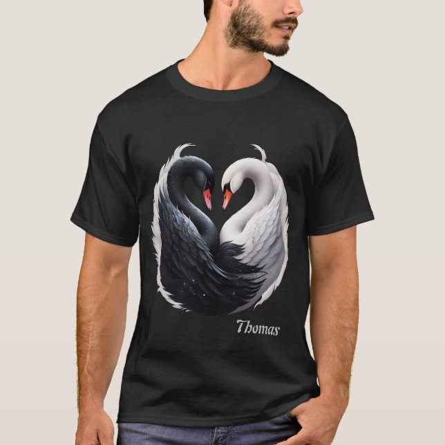 Elegant swans forning a heart together.  T-Shirt (Front)