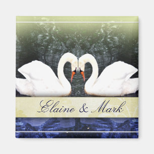 Elegant Swans in Love Magnet