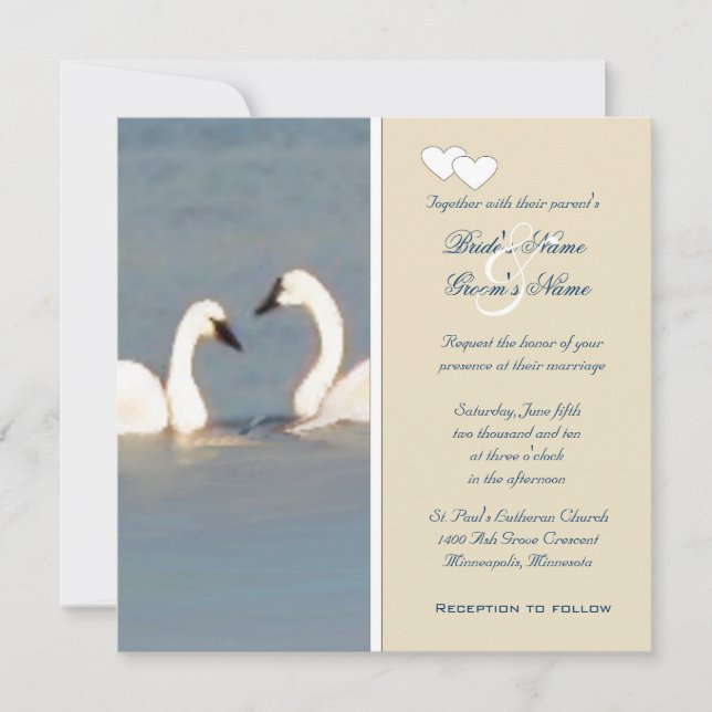 Elegant Swans Wedding Invitation (Front)