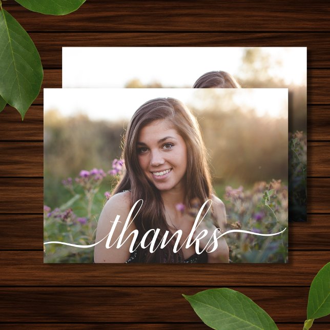Elegant Sweet 16 2-sided Photo Birthday Thank You (Photo Thank You Card)