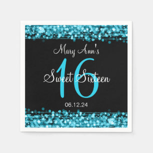 Elegant Sweet 16 Birthday Party Sparkles Turquoise Napkin