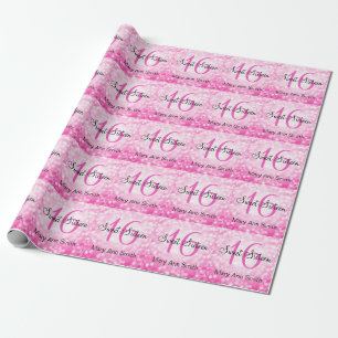 Elegant Sweet 16 Birthday Pink Glitter Lights Wrapping Paper
