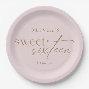 Elegant Sweet 16 Blush Pink Birthday  Paper Plate