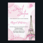 Elegant Sweet 16 Pink White Paris Birthday Invitation<br><div class="desc">Elegant Sweet 16 Invitations in girly pink and white. The watercolor illustration of the Paris Eiffel Tower has highlights of pink and gold, framed with a playful sprinkling of pink bokeh. Sweet Sixteen, Ooh la la! and the birthday girl's name are hand lettered in pink, whilst the your invitation details...</div>