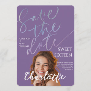 Elegant Sweet 16 Save the Date Birthday Invitation