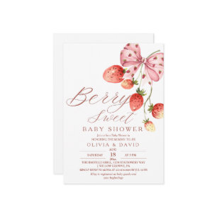 Elegant Sweet Berry Baby Shower Strawberry Invitation