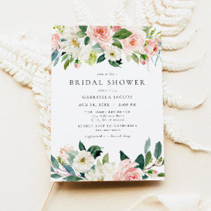Elegant & Sweet Blush Pink Floral Bridal Shower Invitation