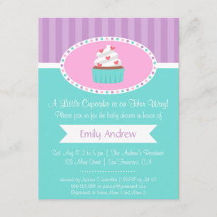 Elegant Sweet Cupcake Baby Shower Invitations