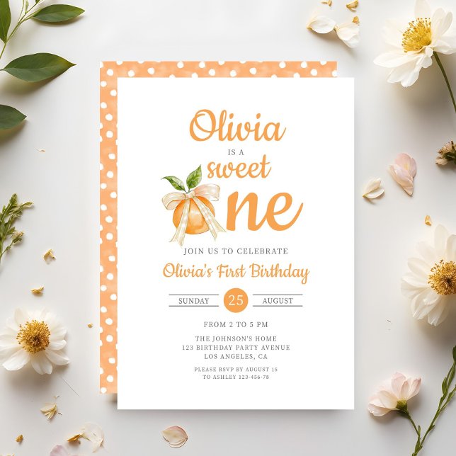 Elegant Sweet One Orange Citrus 1st Birthday Invitation (Elegant Sweet One Orange Citrus 1st Birthday Invitation)
