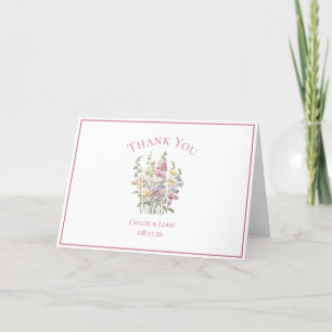 Elegant Sweet Peas Flower Wedding Thank You Card