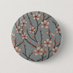 Elegant Sweet Pink Flower Blossom Cherry Pattern 6 Cm Round Badge