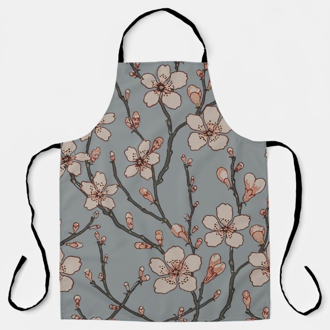 Elegant Sweet Pink Flower Blossom Cherry Pattern Apron (Front)