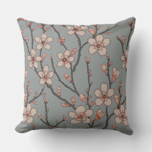 Elegant Sweet Pink Flower Blossom Cherry Pattern Cushion