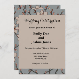 Elegant Sweet Pink Flower Blossom Cherry Pattern Invitation