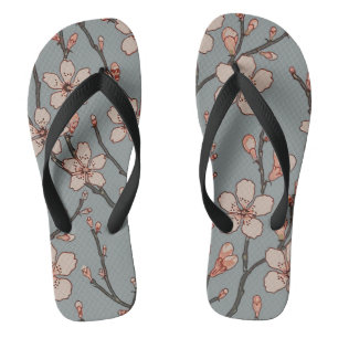 Elegant Sweet Pink Flower Blossom Cherry Pattern Jandals