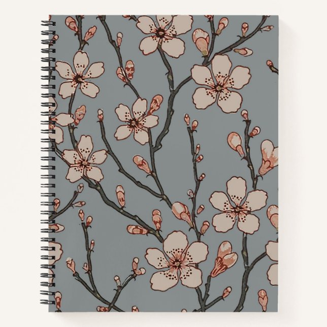 Elegant Sweet Pink Flower Blossom Cherry Pattern Notebook (Front)