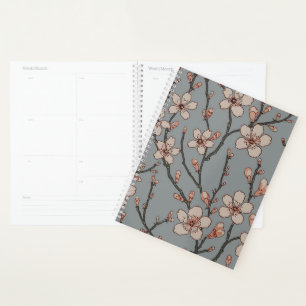 Elegant Sweet Pink Flower Blossom Cherry Pattern Planner