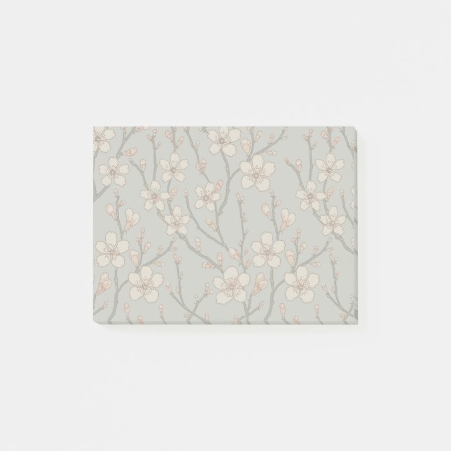 Elegant Sweet Pink Flower Blossom Cherry Pattern Post-it Notes (Front)