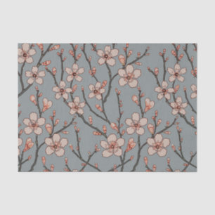 Elegant Sweet Pink Flower Blossom Cherry Pattern Tissue Paper