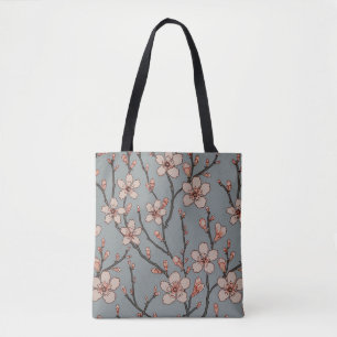 Elegant Sweet Pink Flower Blossom Cherry Pattern Tote Bag