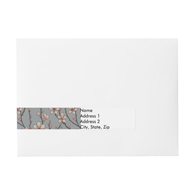 Elegant Sweet Pink Flower Blossom Cherry Pattern Wraparound Address Label (Front)