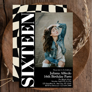 Elegant Sweet Sixteen 16th Birthday Party Photo  Invitation