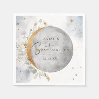 Elegant Sweet Sixteen Celestial Moon and Stars  Na