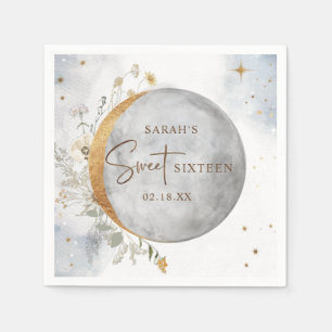 Elegant Sweet Sixteen Celestial Moon and Stars  Na Napkin