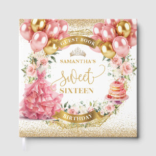 Elegant Sweet Sixteen Guest Book Blush Gold