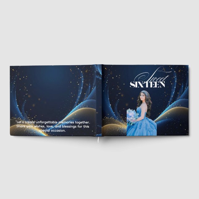 Elegant Sweet Sixteen– Personalised Birthday Memor Guest Book (Full)