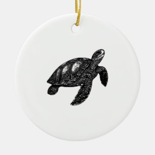 Elegant Swimming Old Water Turtle Copy Ceramic Tree Decoration
