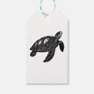 Elegant Swimming Old Water Turtle Copy Gift Tags