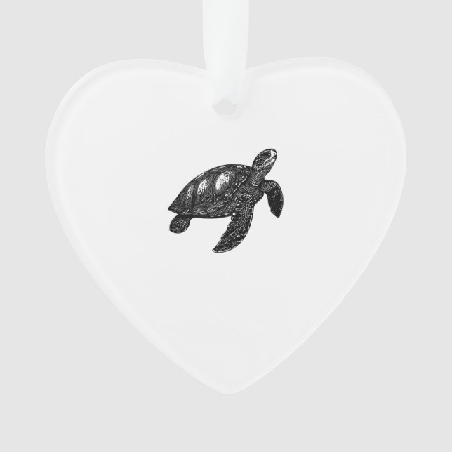 Elegant Swimming Old Water Turtle Copy Ornament (Front)