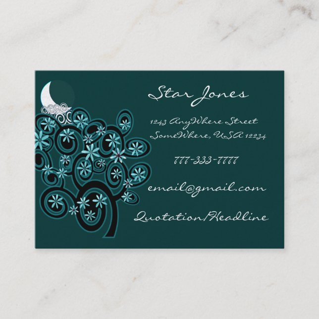 Elegant Swirl Business Card - With Moon (Front)