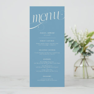 Elegant Swirl Denim Blue Wedding Menu