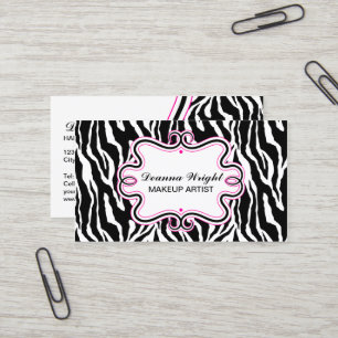Elegant Swirl Frame & Zebra Print Business Card