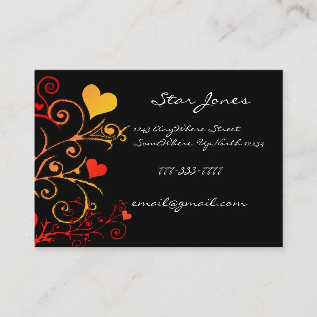 Elegant Swirl Heart  Business Card (Front)