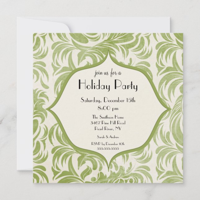 Elegant Swirl Holiday Christmas Party Invitation (Front)