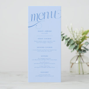 Elegant Swirl Icy Blue Wedding Menu