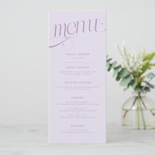 Elegant Swirl Lilac Wedding Menu