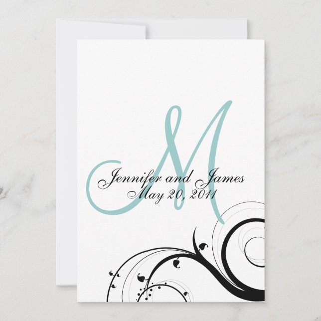 Elegant Swirl Monogram Wedding Invitation (Front)