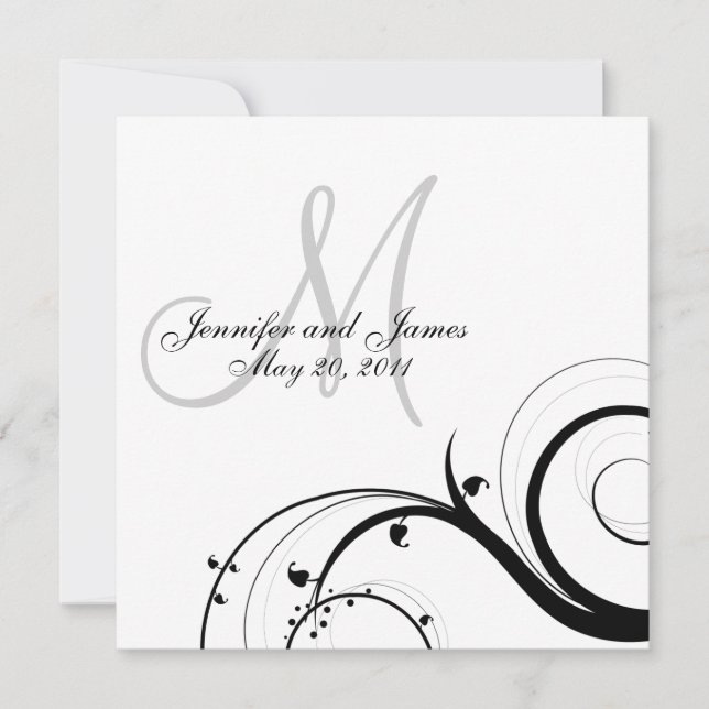 Elegant Swirl Monogram Wedding Invitation Front (Front)